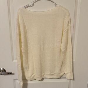 Women's Scoop Neck Lightweight Cream Sweater
